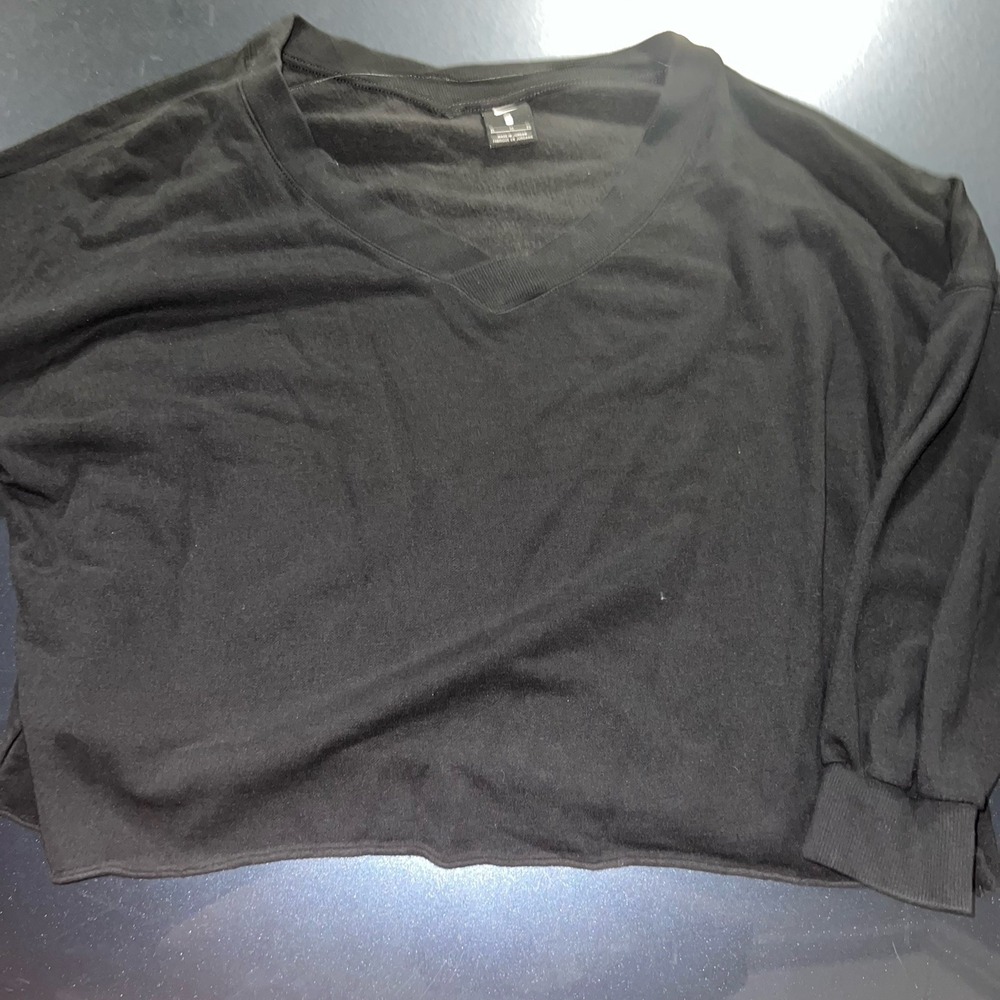 Nike Cropped Sweatshirt Women's Sz‎ XL Black V-Neck Soft Lightweight